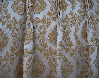 Vintage Gold Brocade Satin pinch pleat drapes MCM