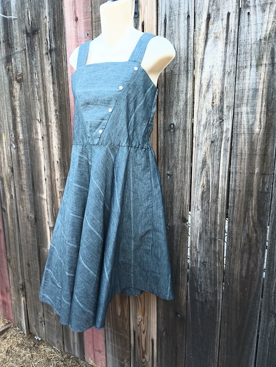 Vintage bias cut 1970's sharkskin sundress - image 5