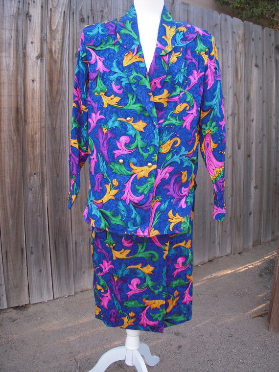 Vintage Flora Kung double breasted silk suit - image 1