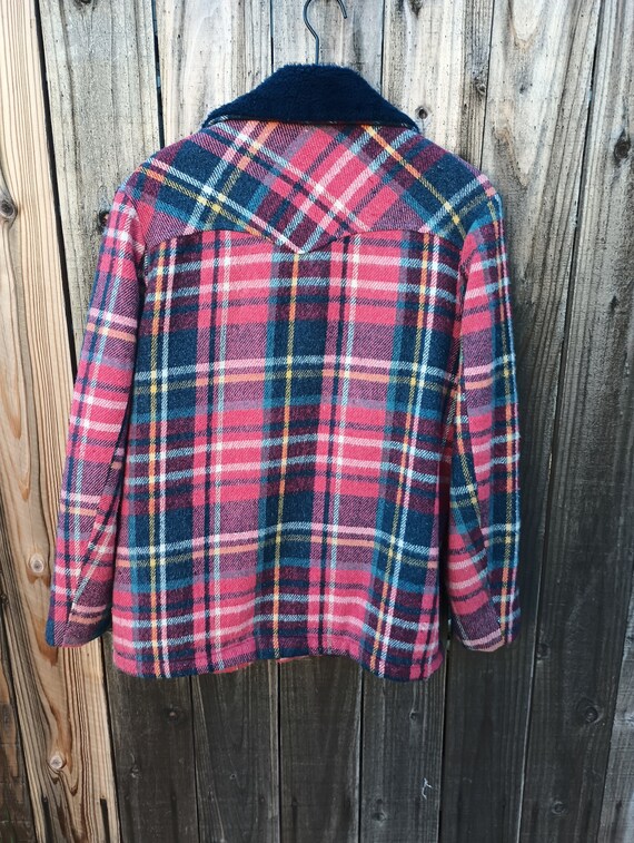 Vintage fur lined plaid coat/jacket mackinaw/ranc… - image 3