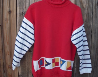 Viintage J.G Hook Nautical Pullover  soft neck sweater Unisex M/L