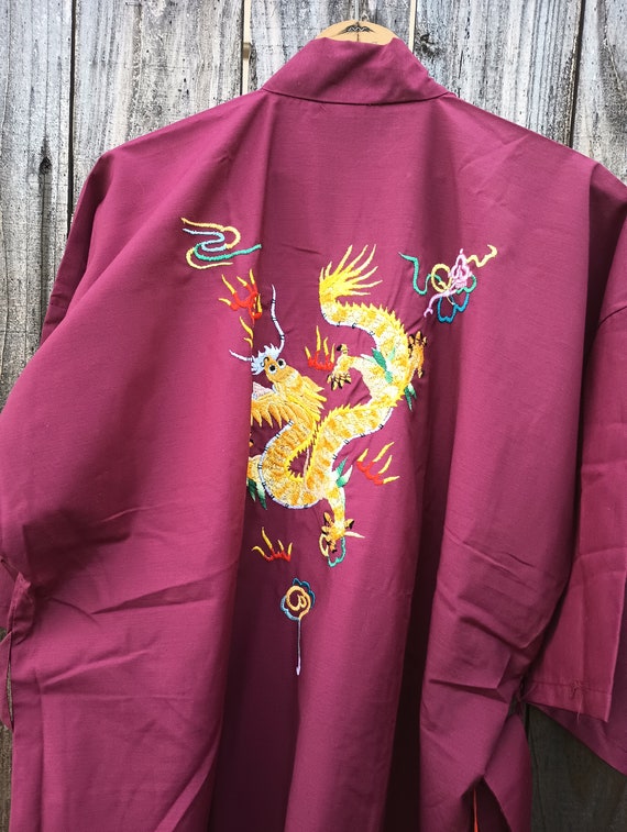 Vintage NOS embroidered dragon robe Longevity