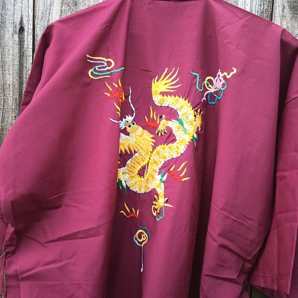 Vintage NOS embroidered dragon robe Longevity