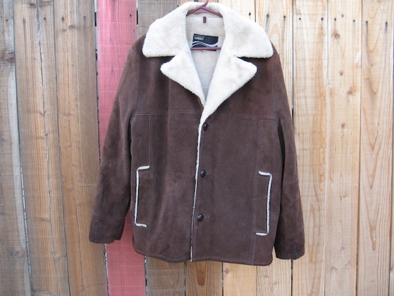 Vintage Montgomery Ward Brown Cowhide Jacket Fur C