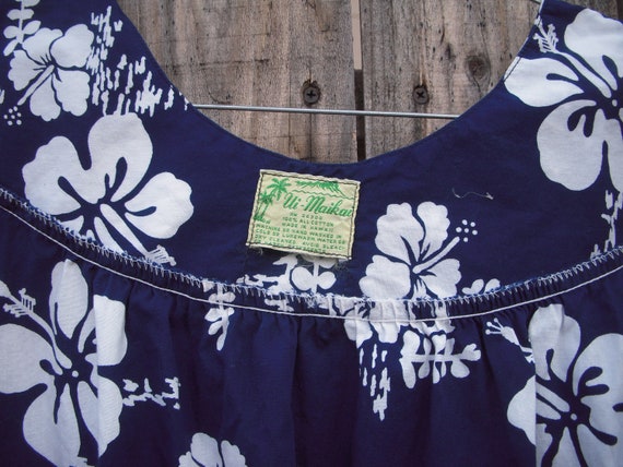 Vintage Ui-Maikai hibiscus print cotton Maxi/Kaft… - image 2