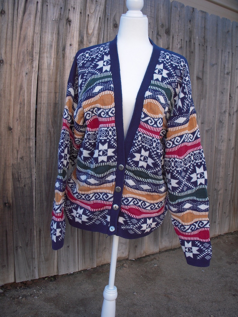 Coogi style cardigan Primary colors 