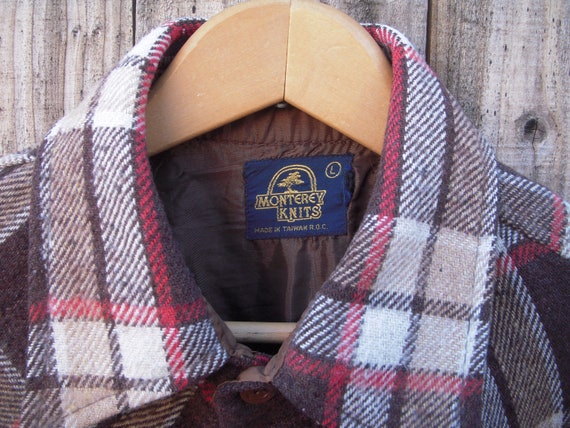 Vintage 70's heavy flannel plaid shirt/jacket Mon… - image 3