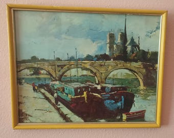 Vintage frame to lithograph boat basin Martin
