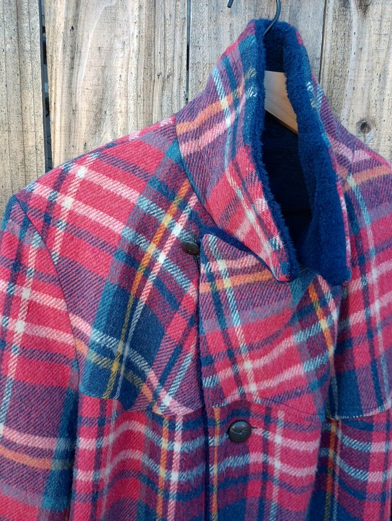Vintage fur lined plaid coat/jacket mackinaw/ranc… - image 5