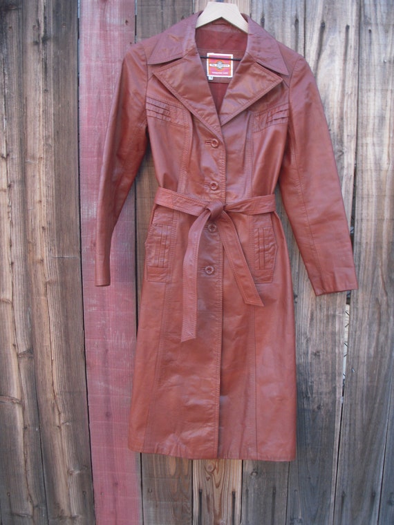 Vintage Long/Trench Coat Leather Ms. Pioneer - image 1