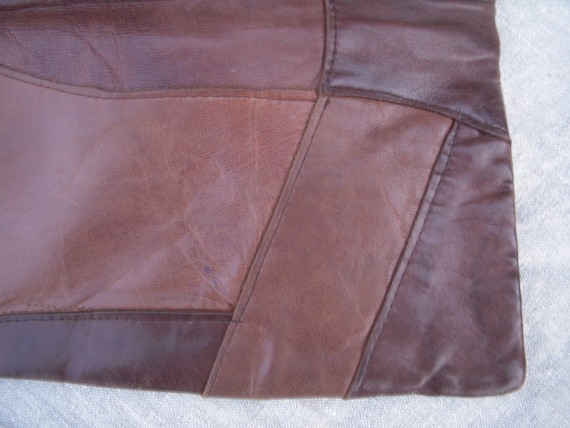 Vintage Hand Sewn soft patchwork leather bag/clut… - image 5
