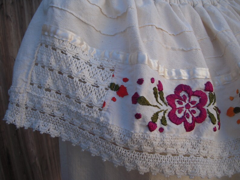 Vintage Gauzy off shoulder Mexican embroidered top image 4