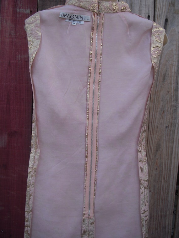 I Magnin Gold and Pink Brocade Full Length Gown  … - image 9