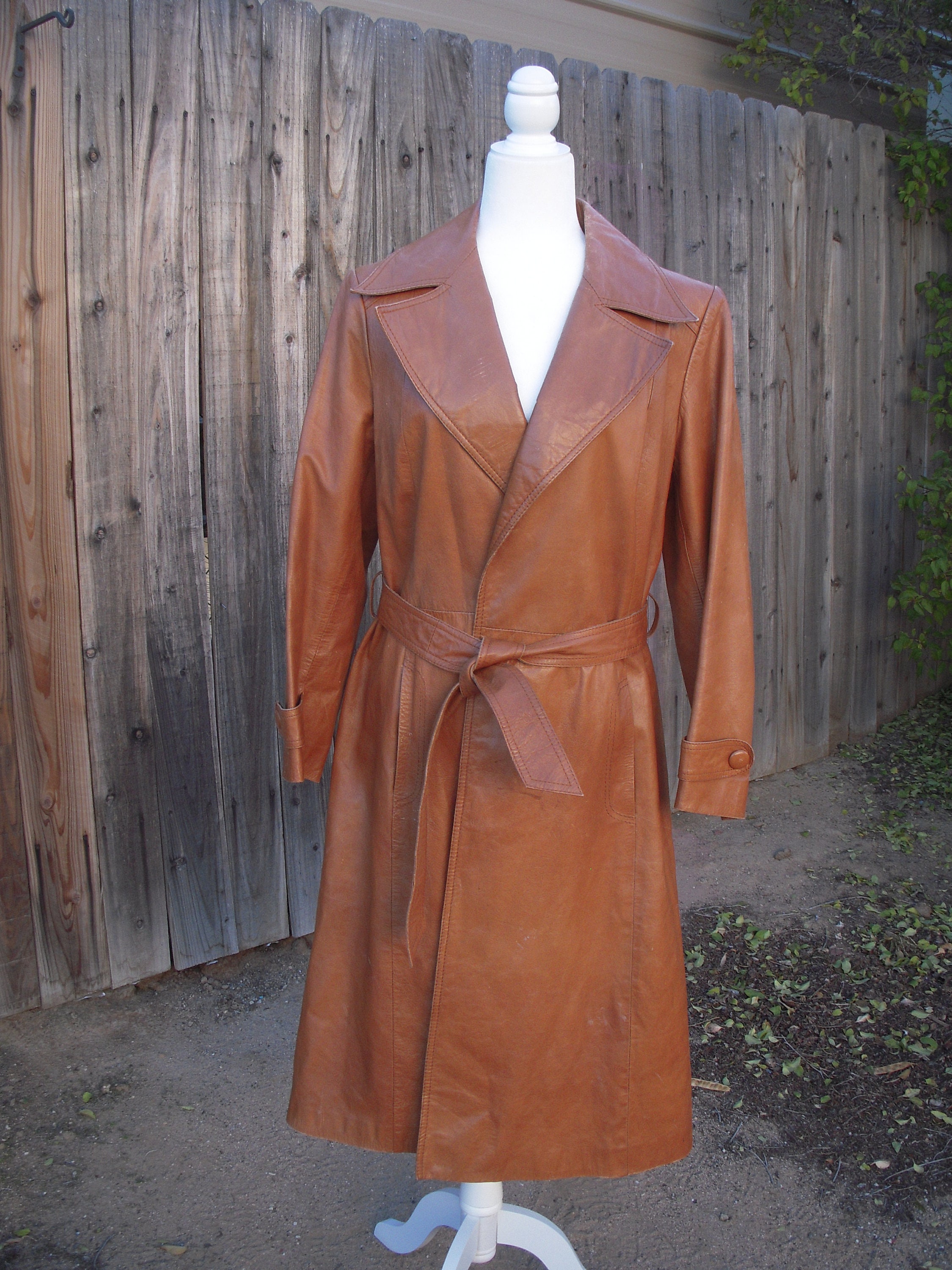 Vintage Butterscotch Leather Trench Coat - Etsy