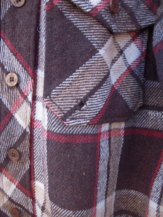 Vintage 70's heavy flannel plaid shirt/jacket Mon… - image 2