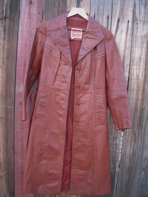Vintage Long/Trench Coat Leather Ms. Pioneer - image 3