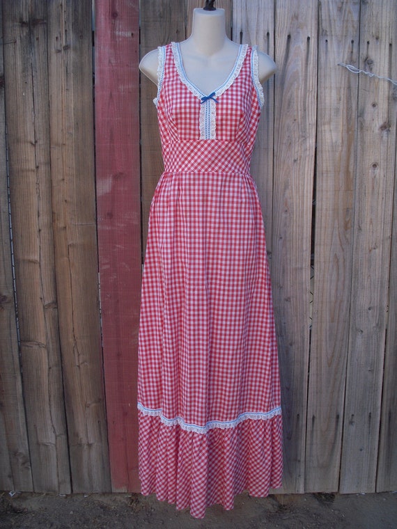 Vintage Gingham/Eyelet Prairie/Sundress MAXI Boho