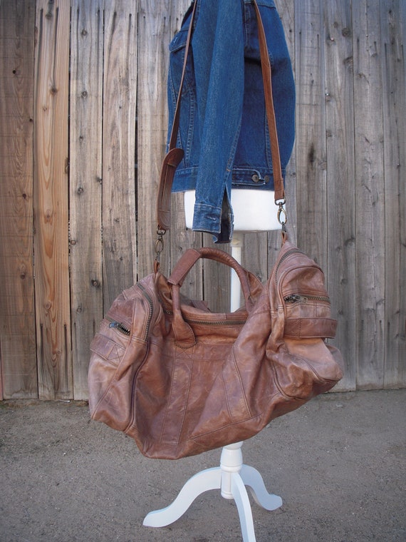 Vintage leather duffel bag