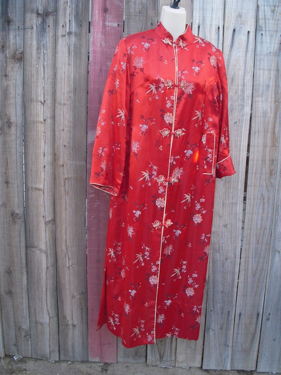 Vintage Oriental red brocade robe