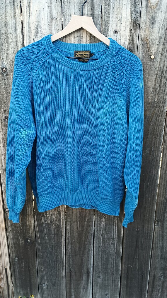 Pull Vintage Eddie Bauer Homme Taille XLT - Henley Marron Gros Tricot Pêcheur - Années 90