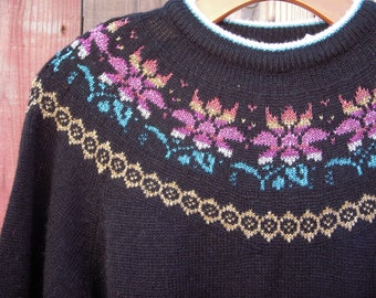 Vintage Fair Isle Black and Metallic sweater