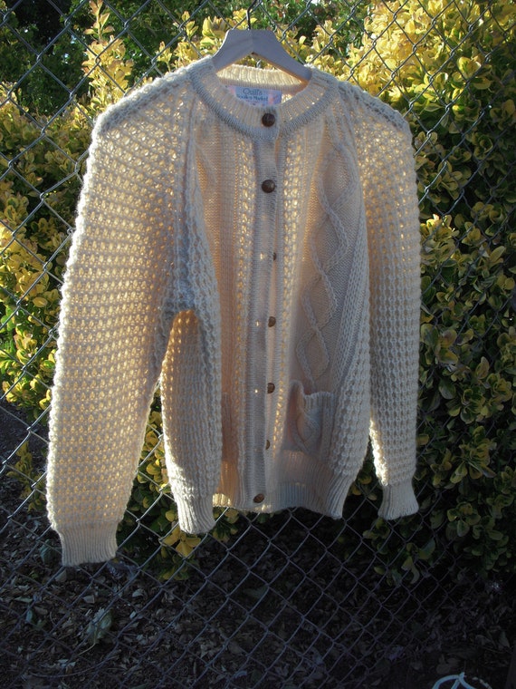 Vintage Irish wool Fisherman Cardigan Quill's