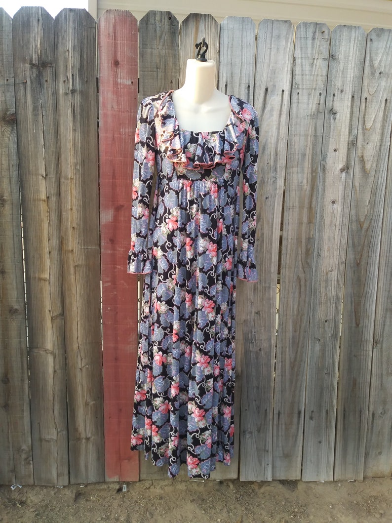 Vintage Prairie/Boho Maxi dress 1970's image 7