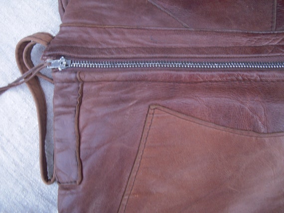 Vintage Hand Sewn soft patchwork leather bag/clut… - image 4