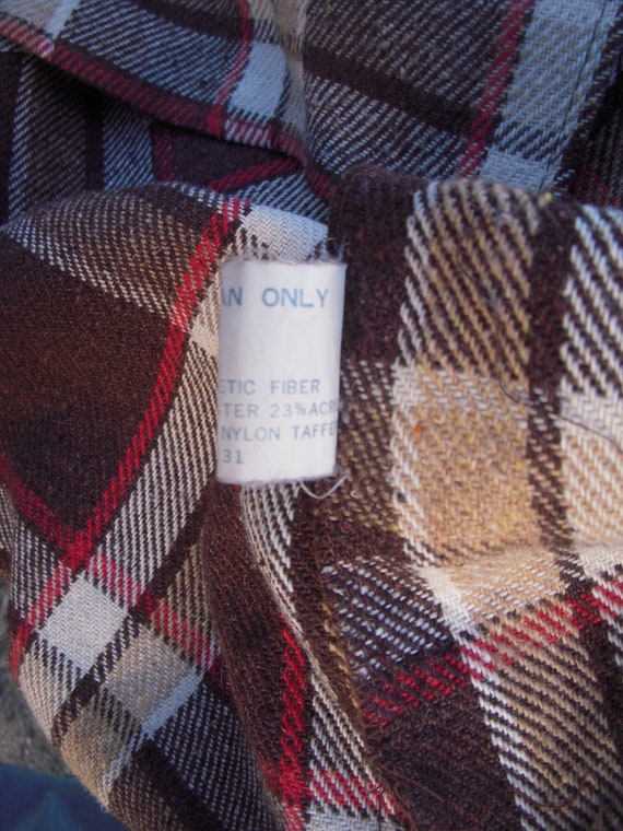 Vintage 70's heavy flannel plaid shirt/jacket Mon… - image 7