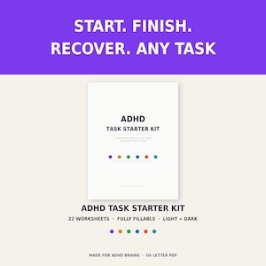 ADHD-arbetsblad | Ifyllbar PDF, hjärntillstånd, dopaminmeny (ljus + mörk)