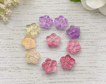 Czech Glass Pastel Flower Beads 12mm Mixed Floral 27 Pieces