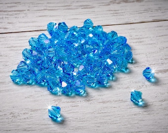 Authentic Swarovski® Aquamarine Crystal Bicones – 3mm | 60 Pieces