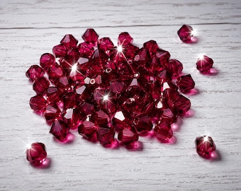 Authentic Swarovski Fuchsia 3mm Crystal Bicone Beads 70 Pieces