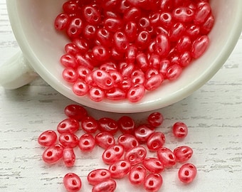 Czech Glass SuperDuo Two-Hole Beads – Rosaline Luster | 100 Pieces