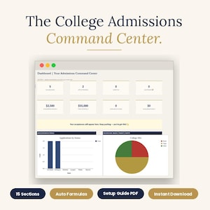 College Admissions Tracker, College Application Spreadsheet, Scholarship Tracker, Common App Checklist, Senior Year Planner, Excel Download