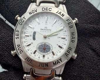 Vintage Skagen 22USS mens chronograph watch new battery & working