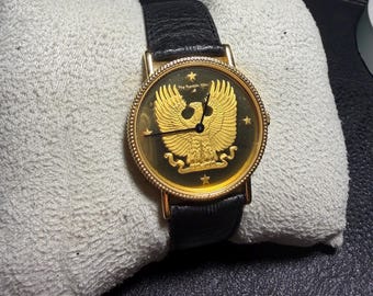 Rare 1986 The Franklin Mint Eagle Coin Dial H.G.E Watch (working)