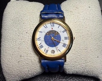 18k gold plated vintage moonphase Giordrno watch (working)