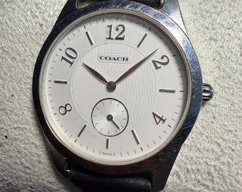 Rare Vintage Coach Watch Textured White Face (Working)