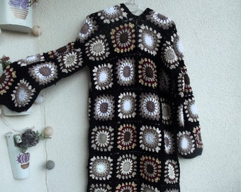 Granny Square  CardigaGranny Crochet Cardigan, Patchwork Cardigan, Handmade cardigan