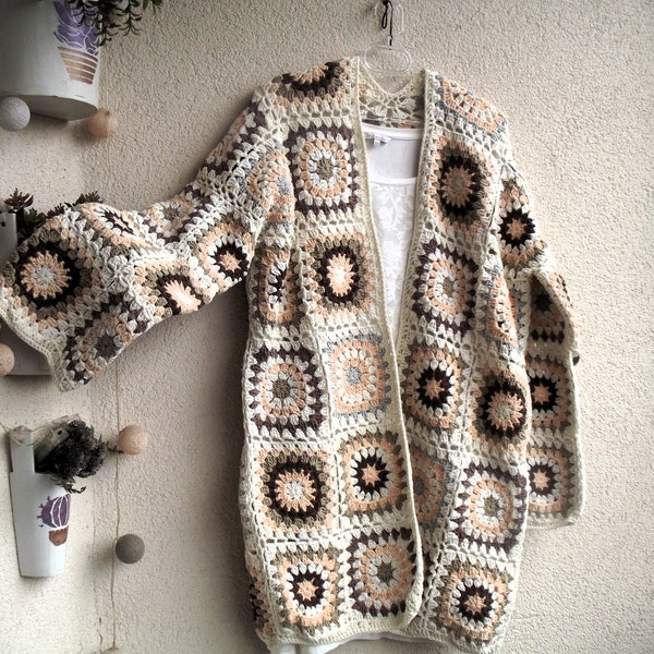 Crochet Cardigan, Granny Square Cardigan, Patchwork Cardigan, Handmade Cardigan, Knitting Cardigan