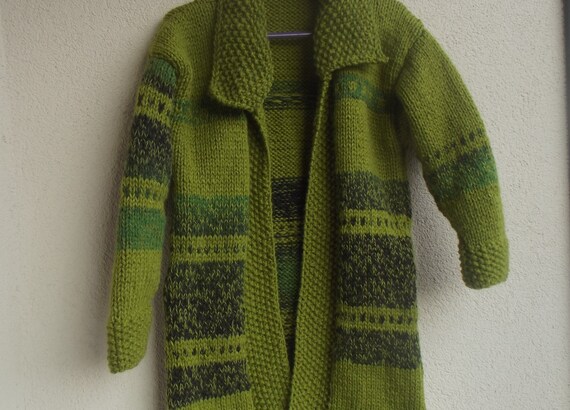 green knit cardigan