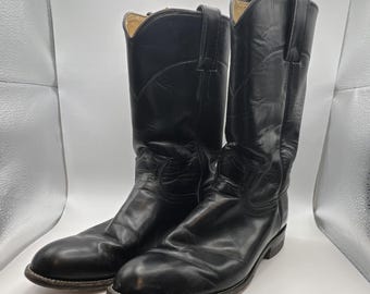 Vintage Justin L3703 Women's Black Leather Cowboy Boots US Size 8B