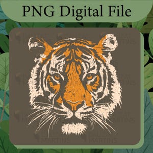 Mascota de tigre PNG, gráfico de tigre desgastado, camiseta de equipo para el día del partido (descarga digital)