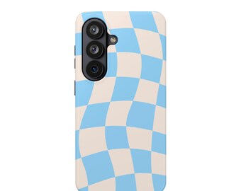 Blauw geruit telefoonhoesje | Magnetische slagvaste hoes