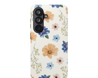Vintage telefoonhoesje met bloemen | Magnetische slagvaste hoes