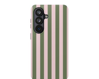 Groen + roze telefoonhoesje met verticale lijnen | Magnetische slagvaste hoes