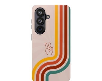Retro telefoonhoesje met vredesteken | Magnetische slagvaste hoes