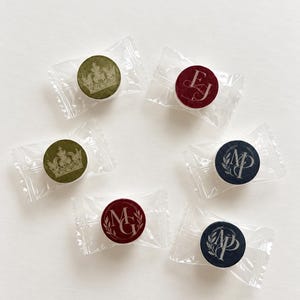 Personalized Life Saver Mints, Round Velvet Wedding Favors, Custom Monogram Candy, Custom Logo Party Favors