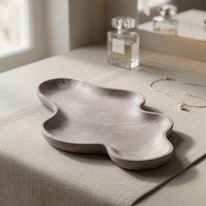 Organic Wavy Cloud Tray | Handmade Gypsum Decorative Catchall | Modern Minimalist Jewelry Tray | Vanity Organizer | image 13